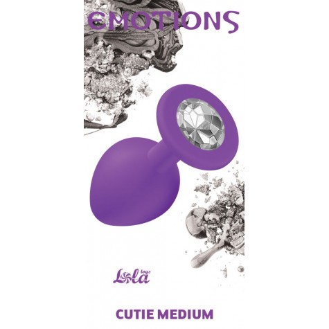 Средняя фиолетовая анальная пробка Emotions Cutie Medium с прозрачным кристаллом - 8,5 см.